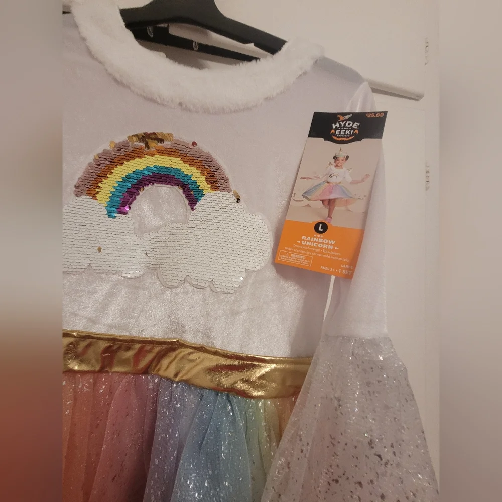 NWT Rainbow Unicorn costume with tutu girls halloween costume large